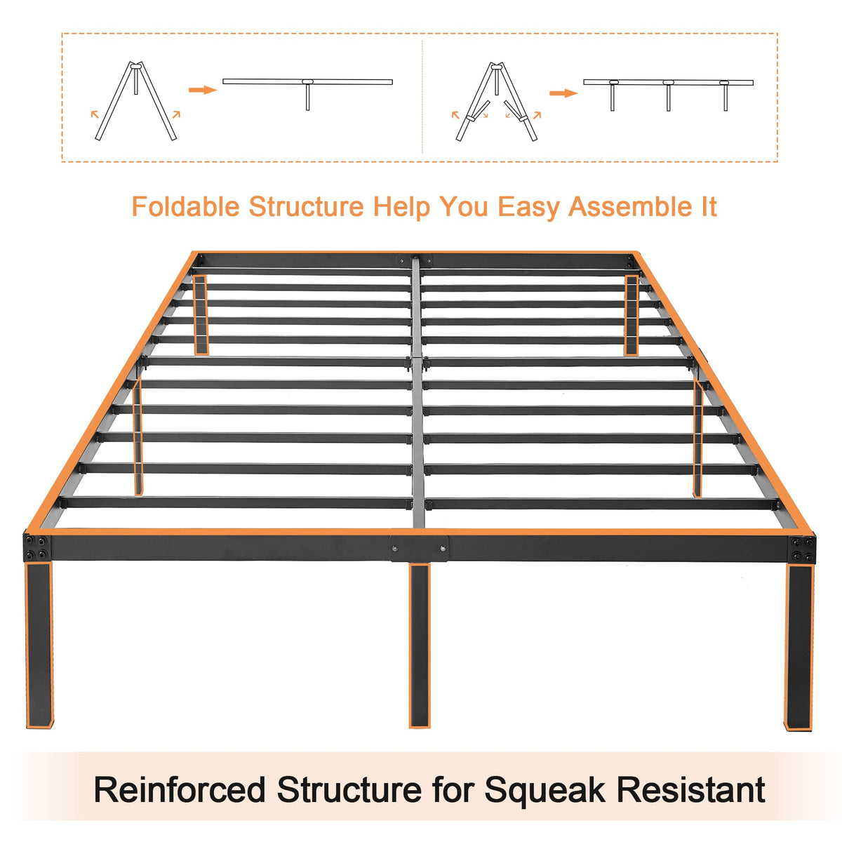 Queen Size Metal Platform Bed Frame E7004