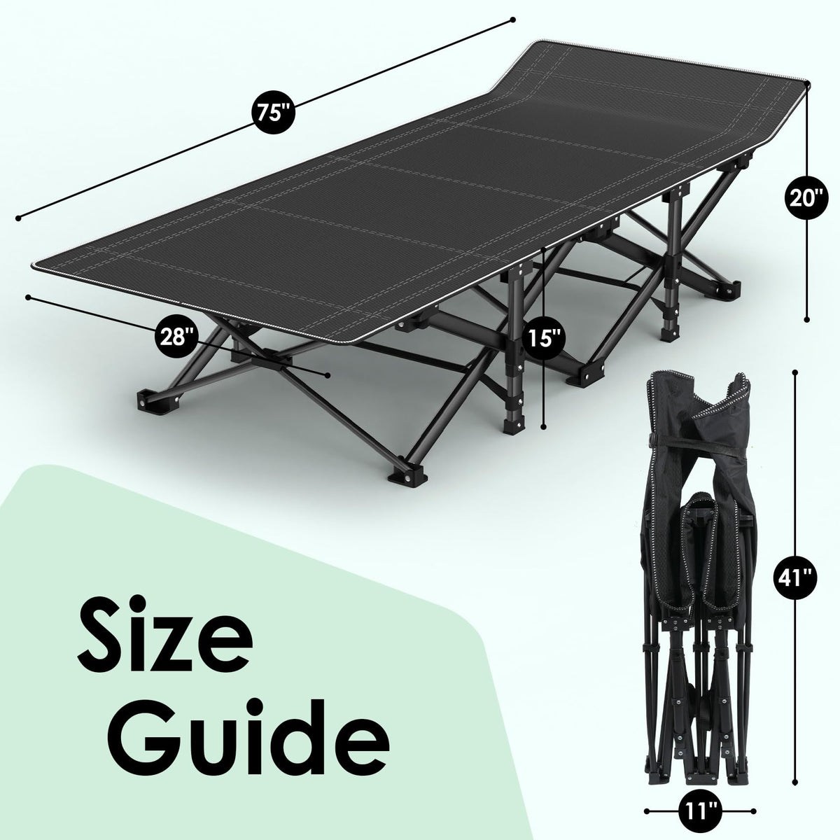Folding Camp Cot with Cushion V585605