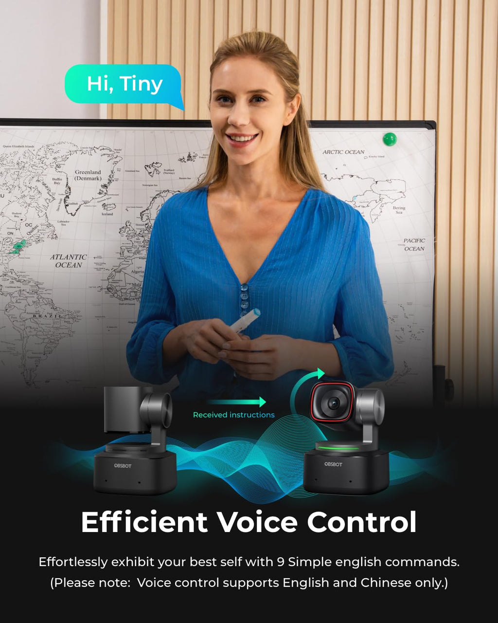 4K PTZ Webcam with Voice Control H828