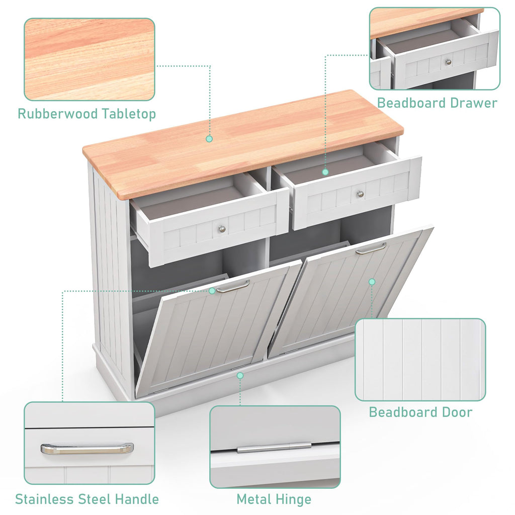 White Double Door Tilt Out Trash Cabinet K910667
