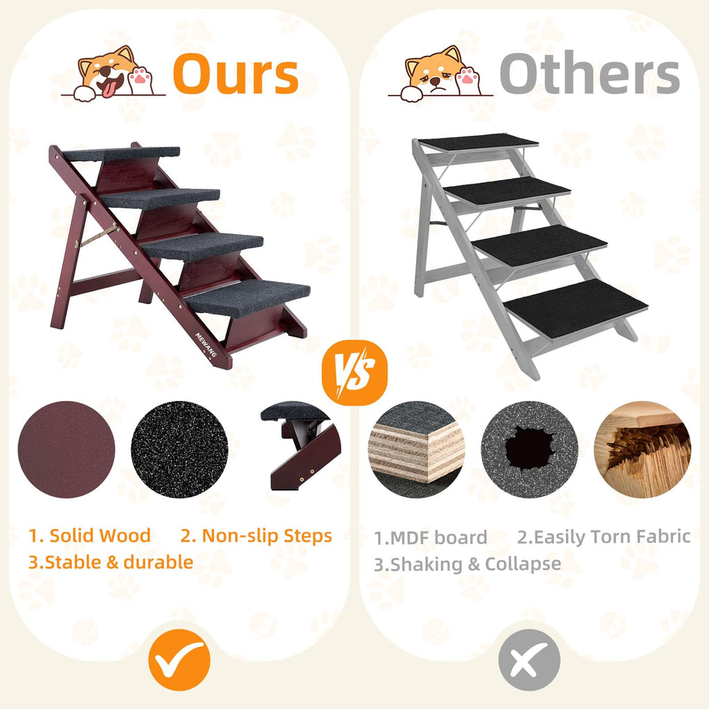 Wooden 4 Step Foldable Pet Stairs F36420