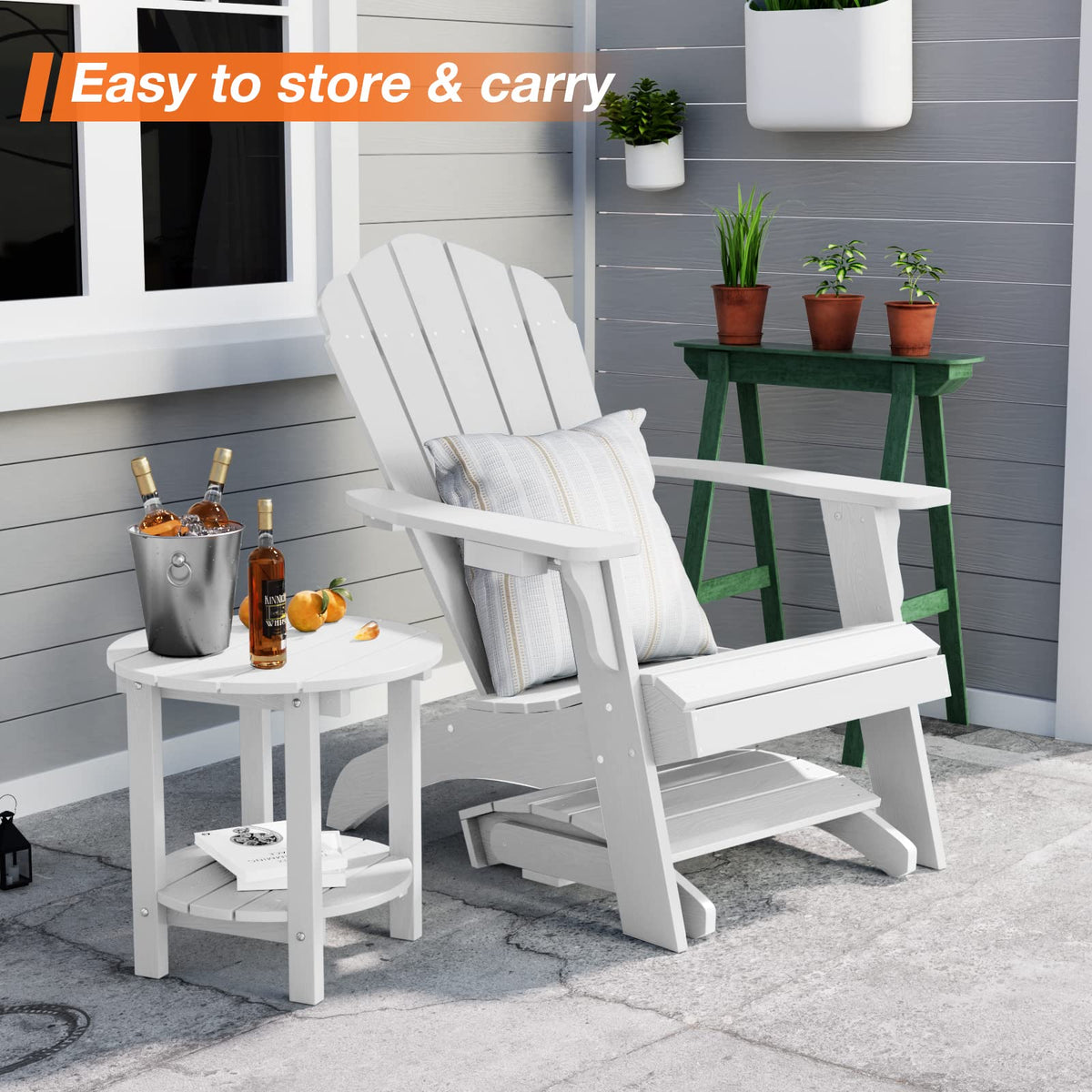 White Folding Adirondack Ottoman Set of 2 P41888