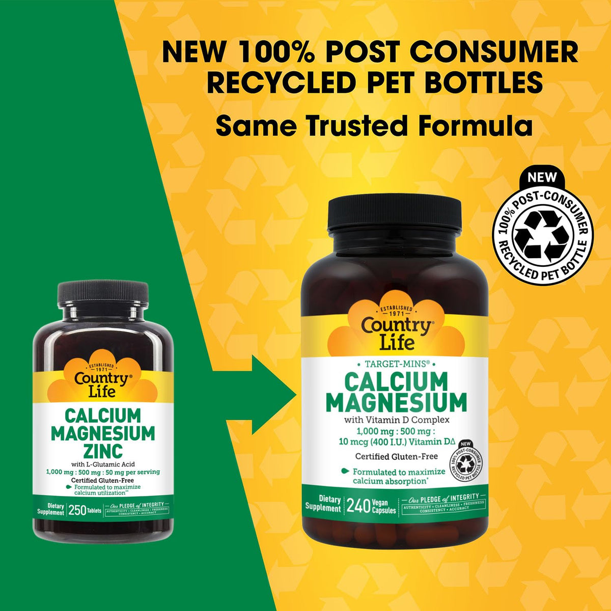 Calcium Magnesium Zinc with L-Glutamic Acid, 250 Tablets W3454