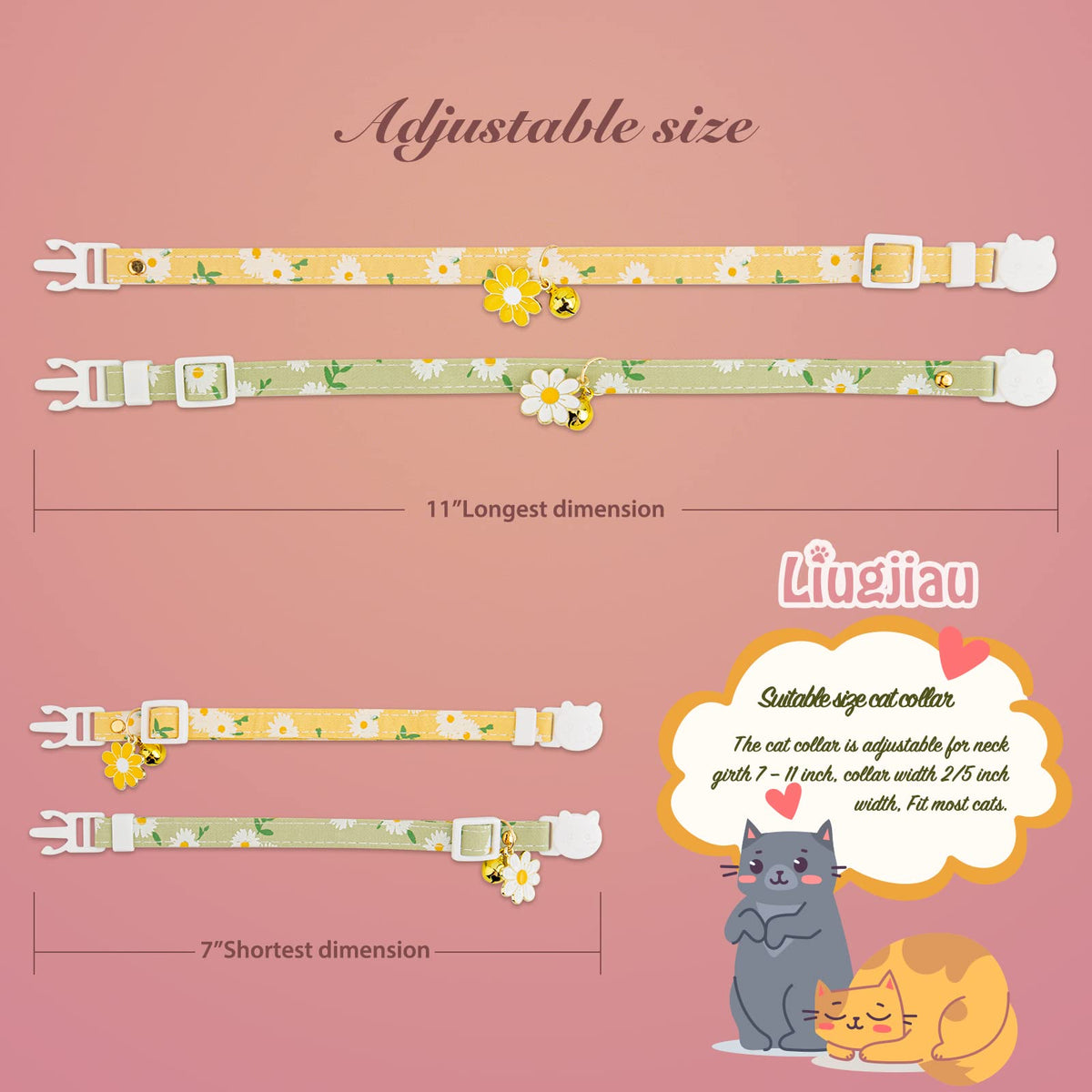 2 Pack Cotton Breakaway Cat Collar with Bell Z427436