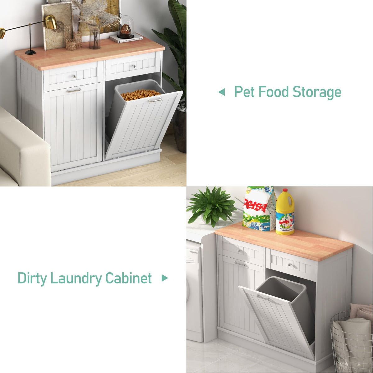 White Double Door Tilt Out Trash Cabinet K910667