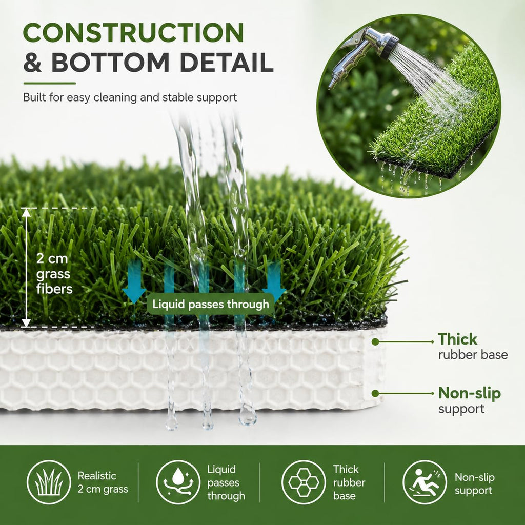 Artificial Grass Dog Potty Pad 24 x 36 in Non-Slip Washable L121326