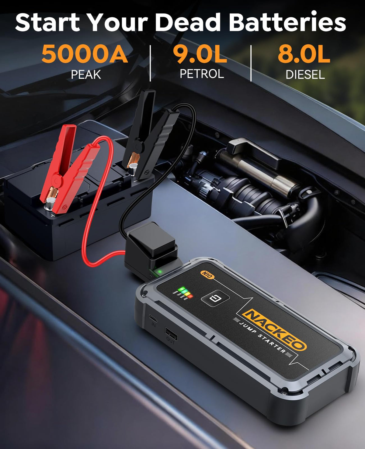 Portable Car Battery Jump Starter 5000A 12V C112035