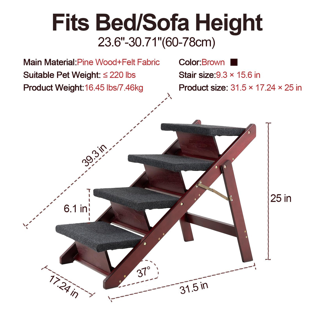 Wooden 4 Step Foldable Pet Stairs F36420