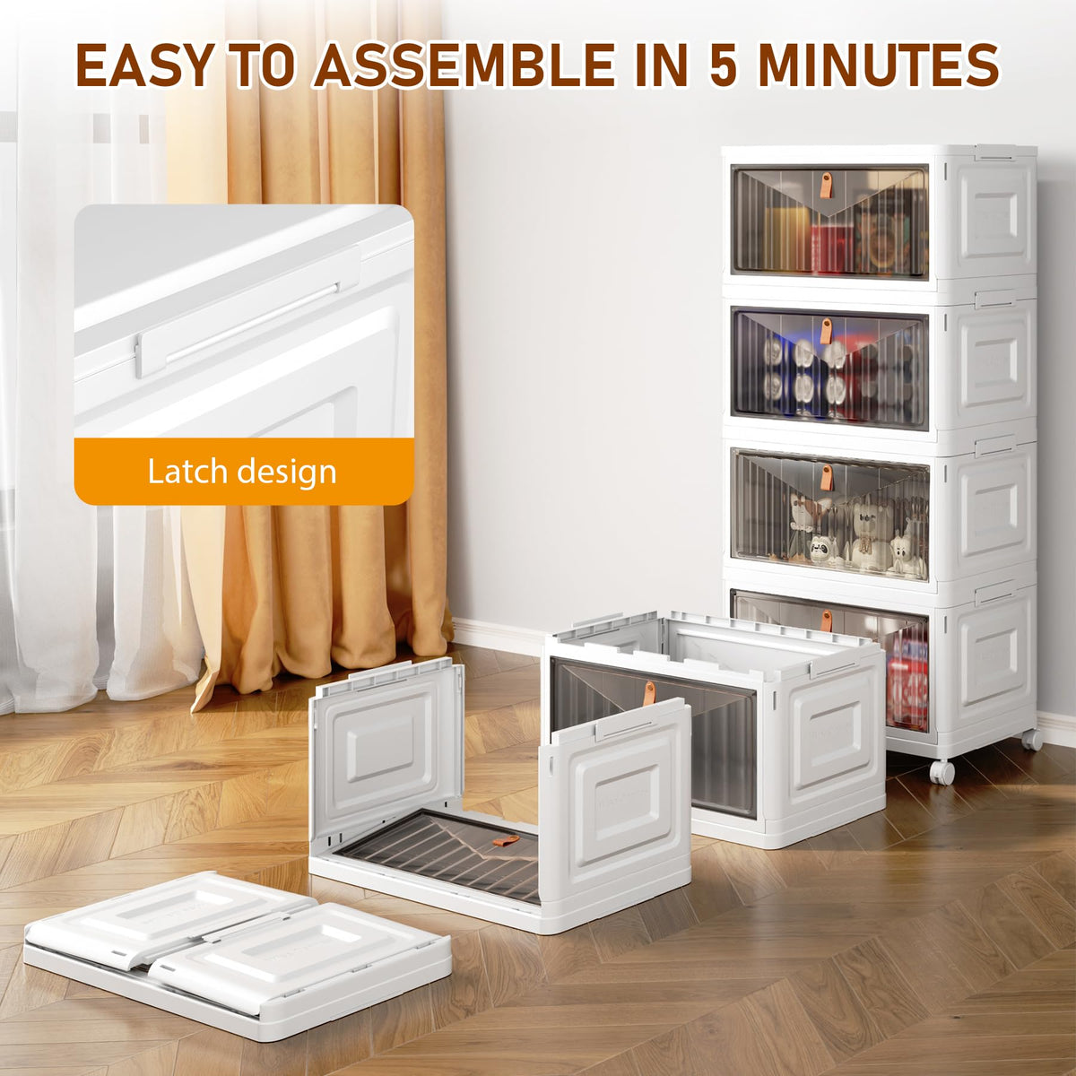 Closet Organizers and Storage with Wheels, 23QT White X997815