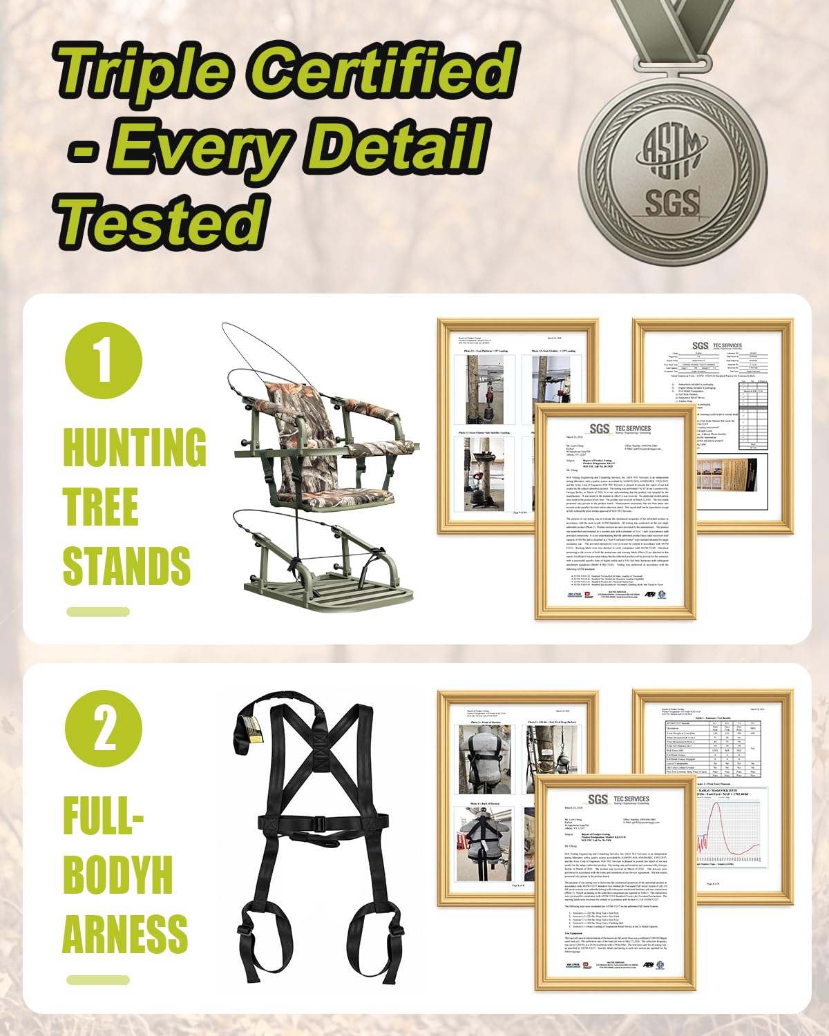 Climbing Tree Stand with Harness and Camo Seat Cushion I612