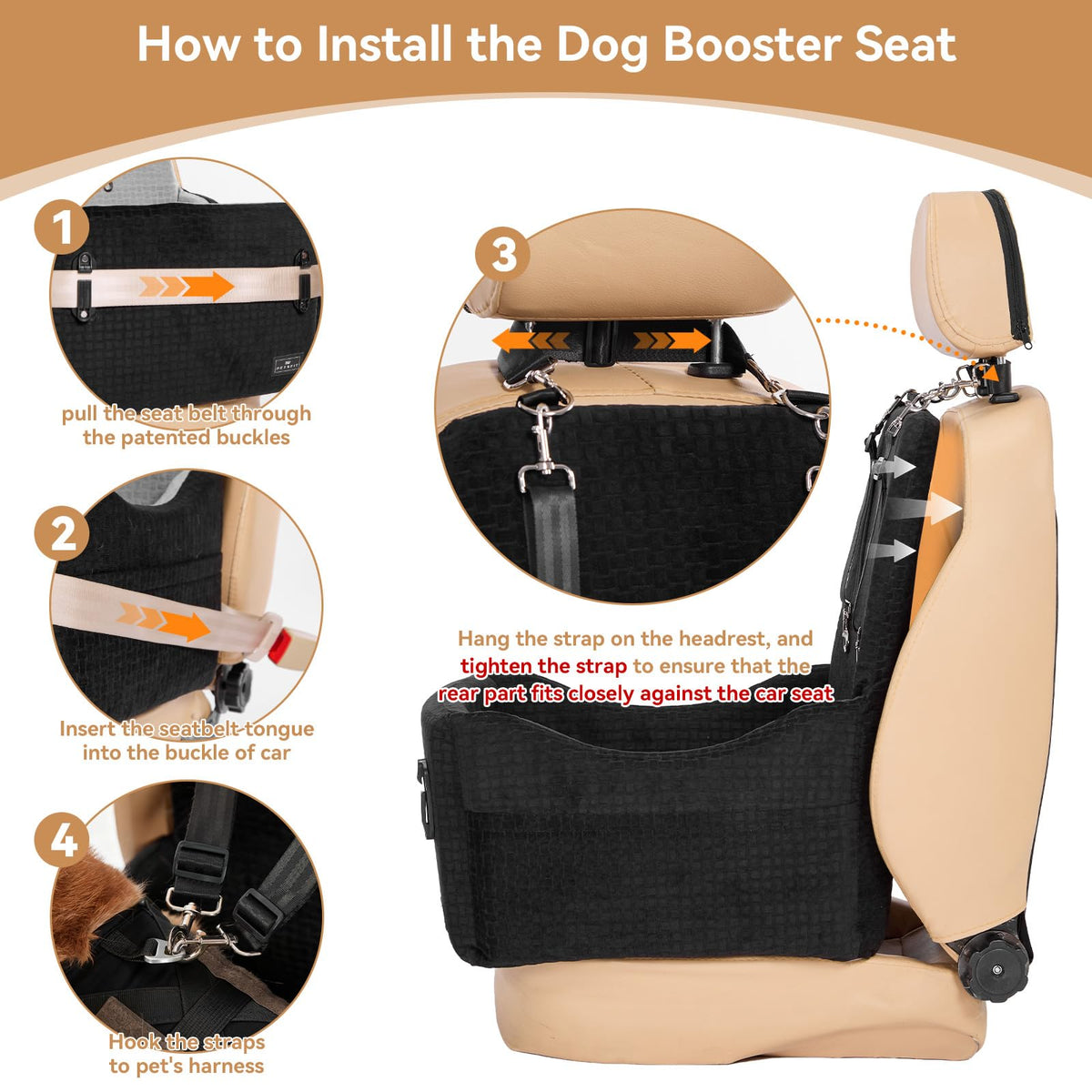 Dog Car Seat with Elevated Cushion U79343