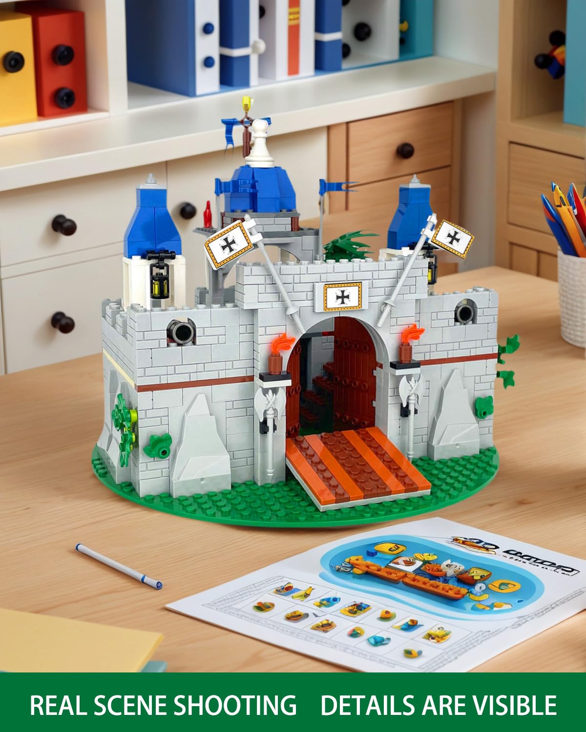 Medieval Knight Castle Building Blocks Set with 12 Knights Figures T2173