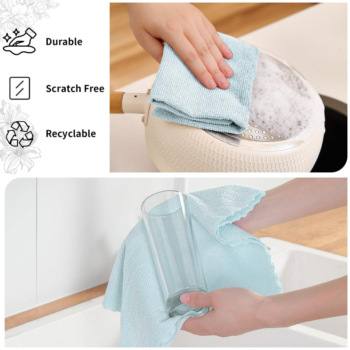 80 Pack Microfiber Cleaning Cloth Roll Blue X87644