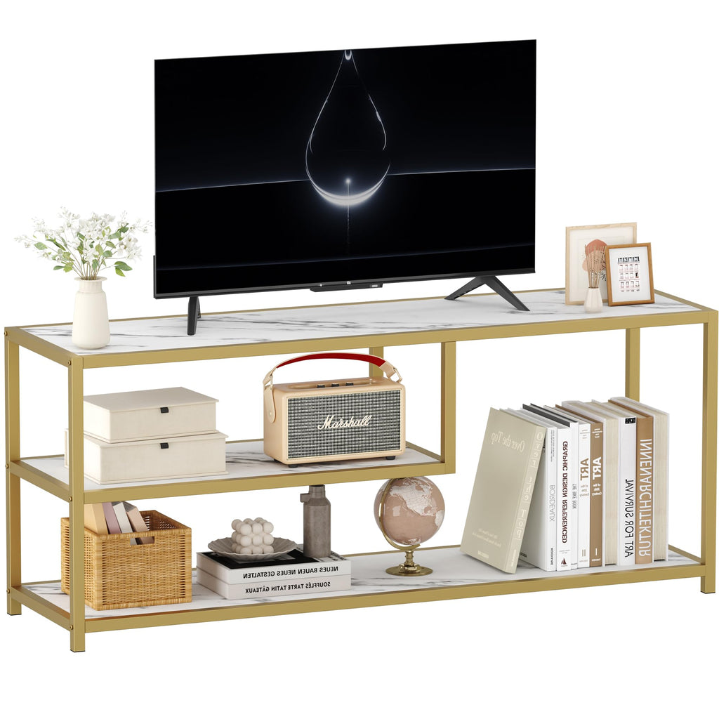 TV Stand for TVs up to 55 Inch, 3 Tier Media Console with Open Storage Shelves Y18368