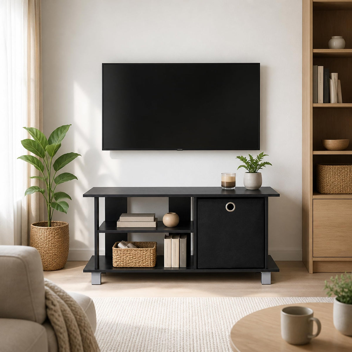3-Tier TV Stand with Bin Drawers B3841