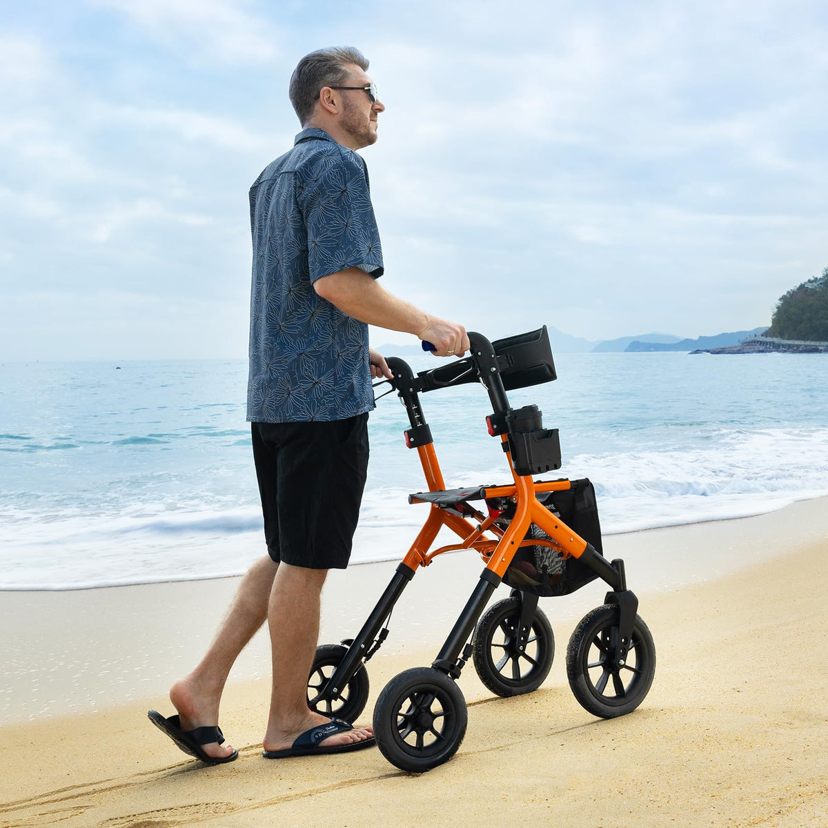 Tall Foldable Walker with Seat Q567