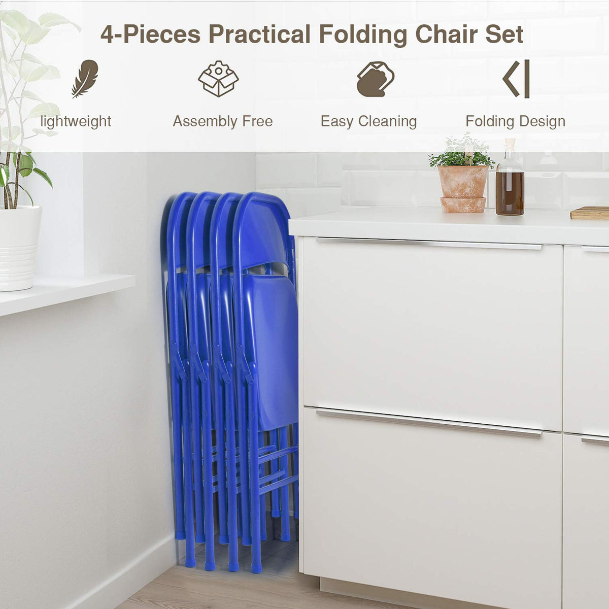 Metal Folding Chairs 4 Pack U117308