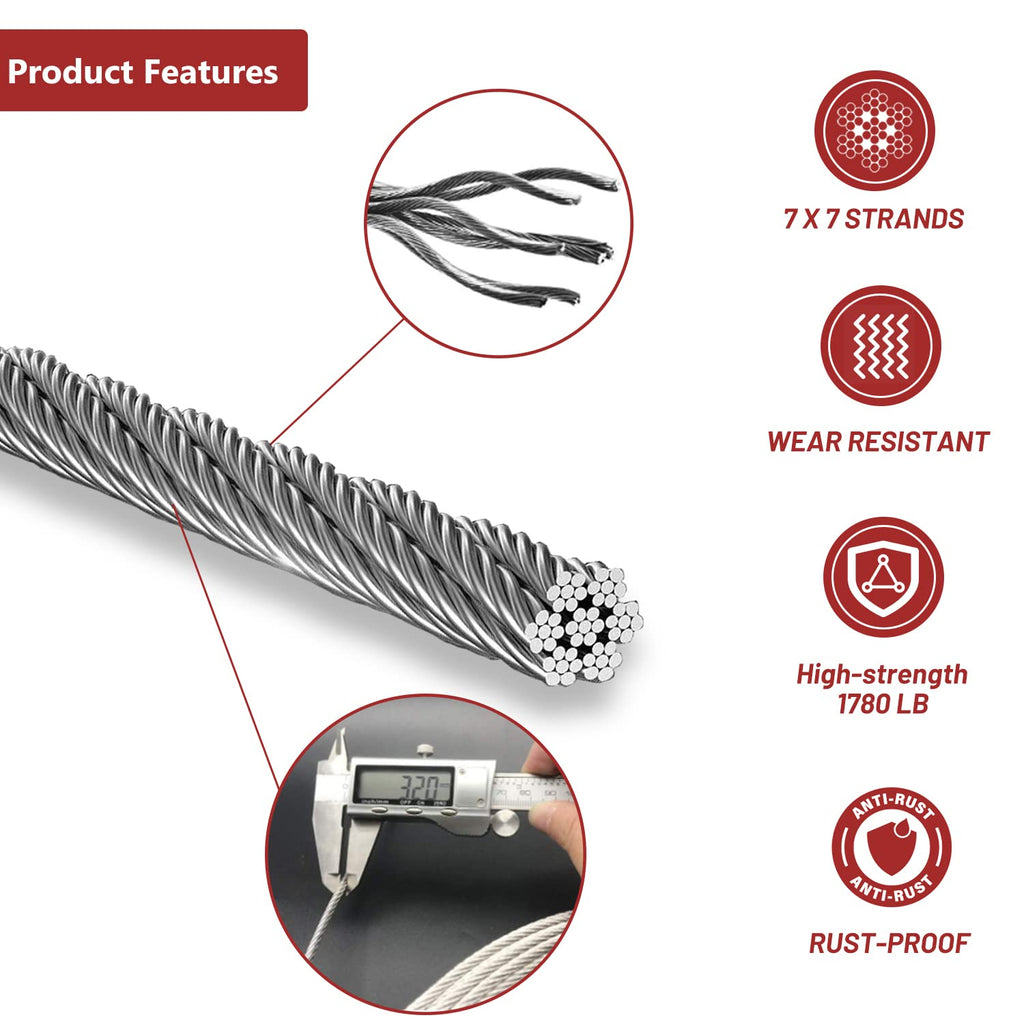1/8 T316 Stainless Steel Cable 1000FT R71702
