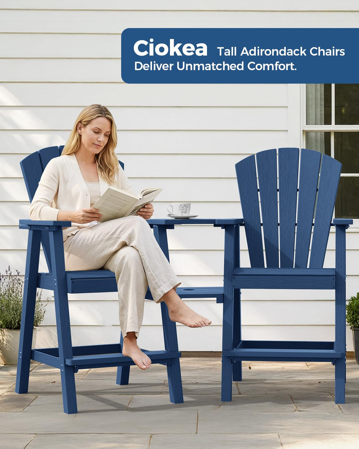 Navy Blue Adirondack Chairs Set of 2 B8501