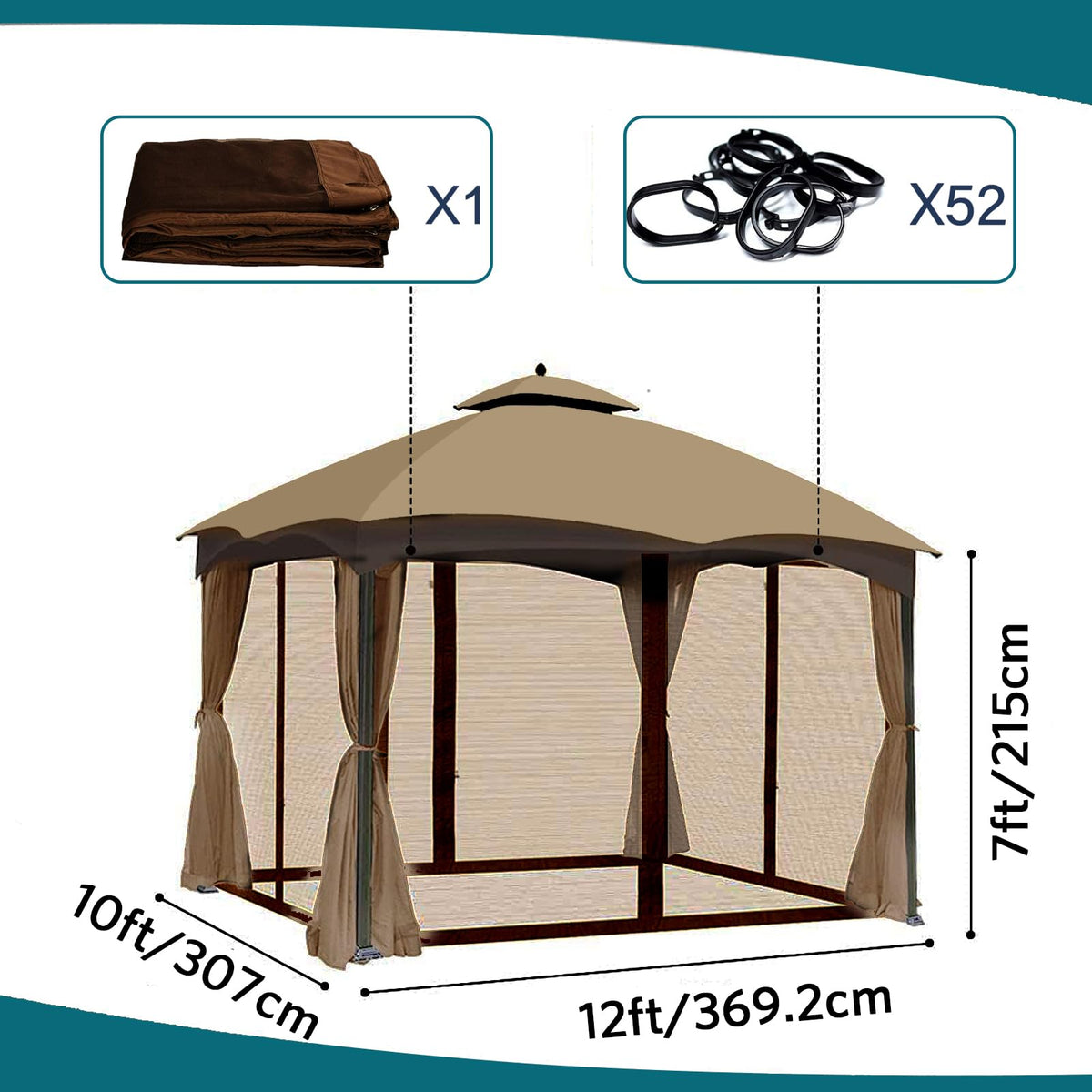 Brown 4-Panel Mosquito Netting P60673