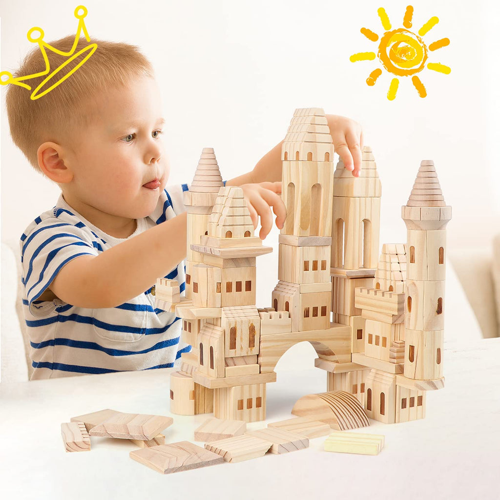 75 Pieces Wooden Castle Building Blocks U9516