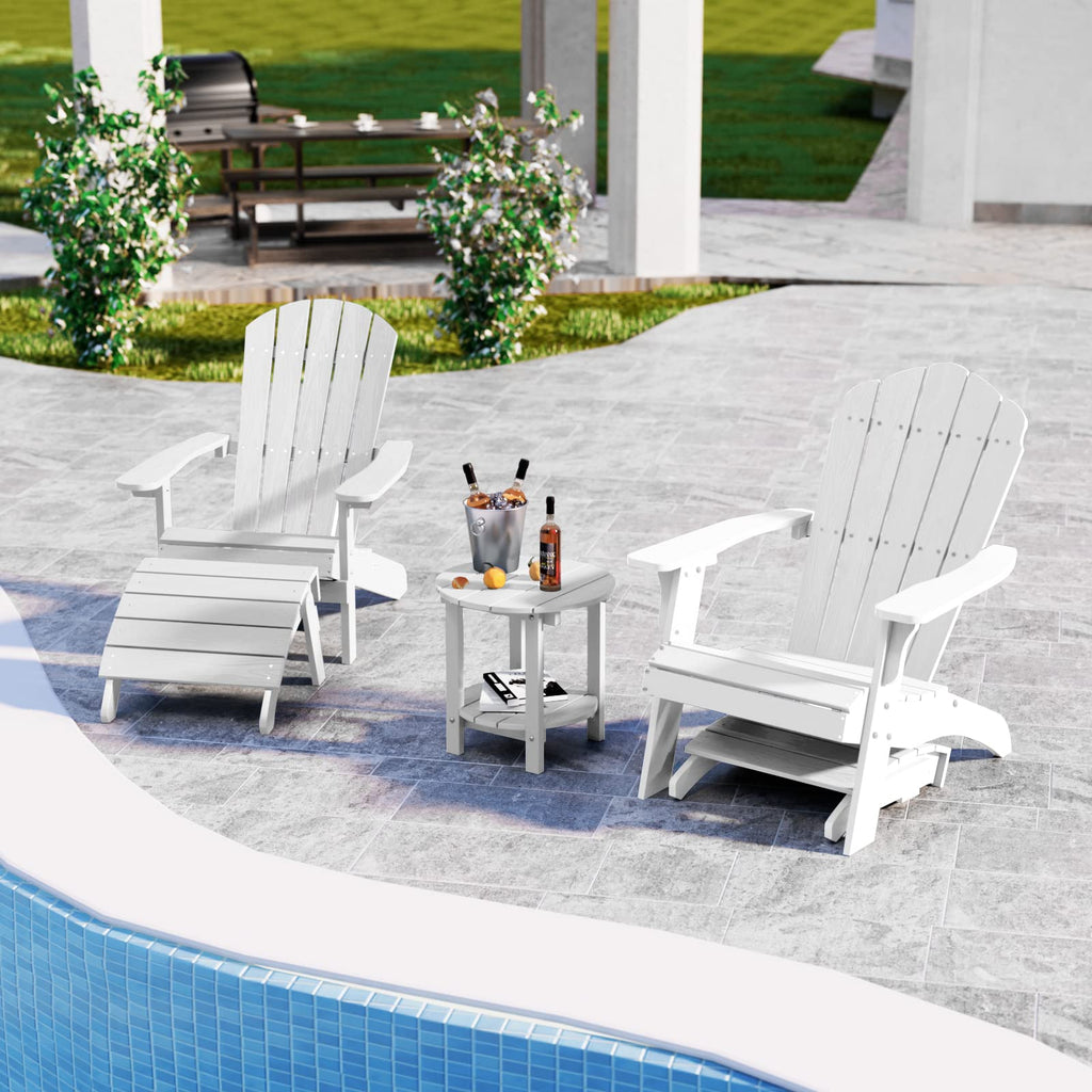 White Folding Adirondack Ottoman Set of 2 P41888