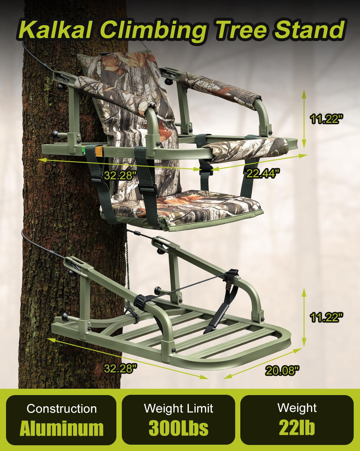 Climbing Tree Stand with Harness and Camo Seat Cushion I612