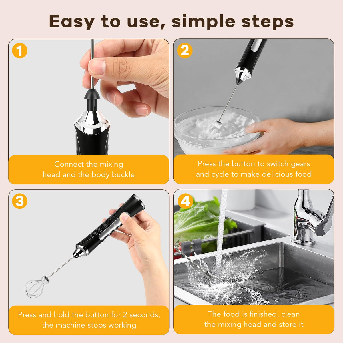 Handheld Rechargeable Milk Frother with Stand I495