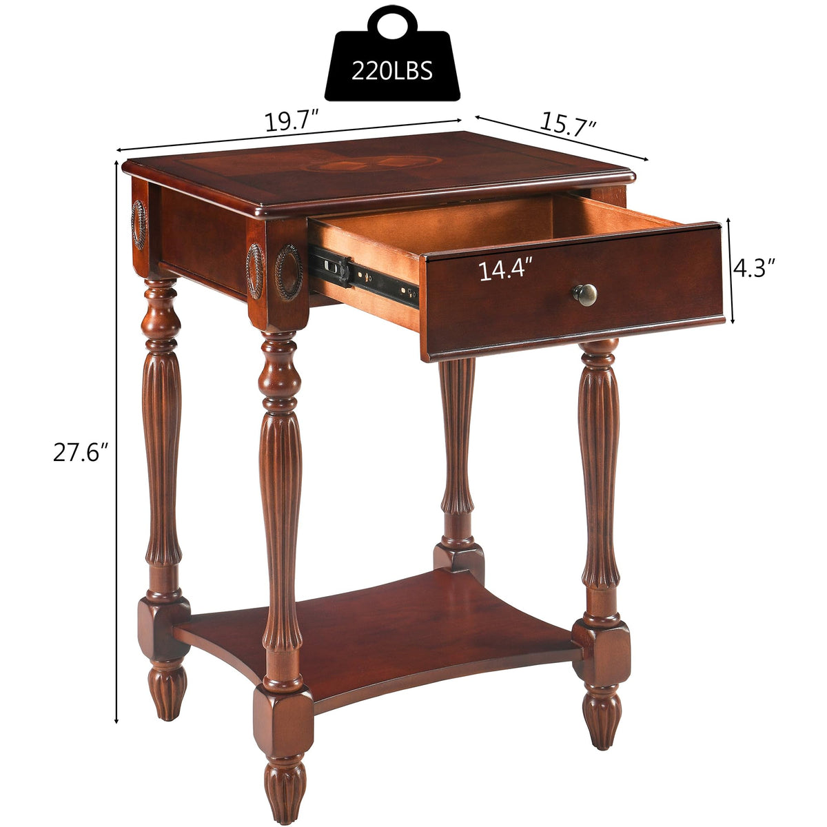 Side Table with Drawer and Storage Shelf H95381