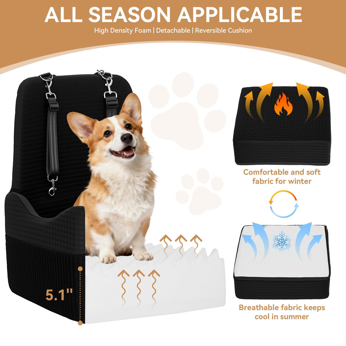 Dog Car Seat with Elevated Cushion U79343
