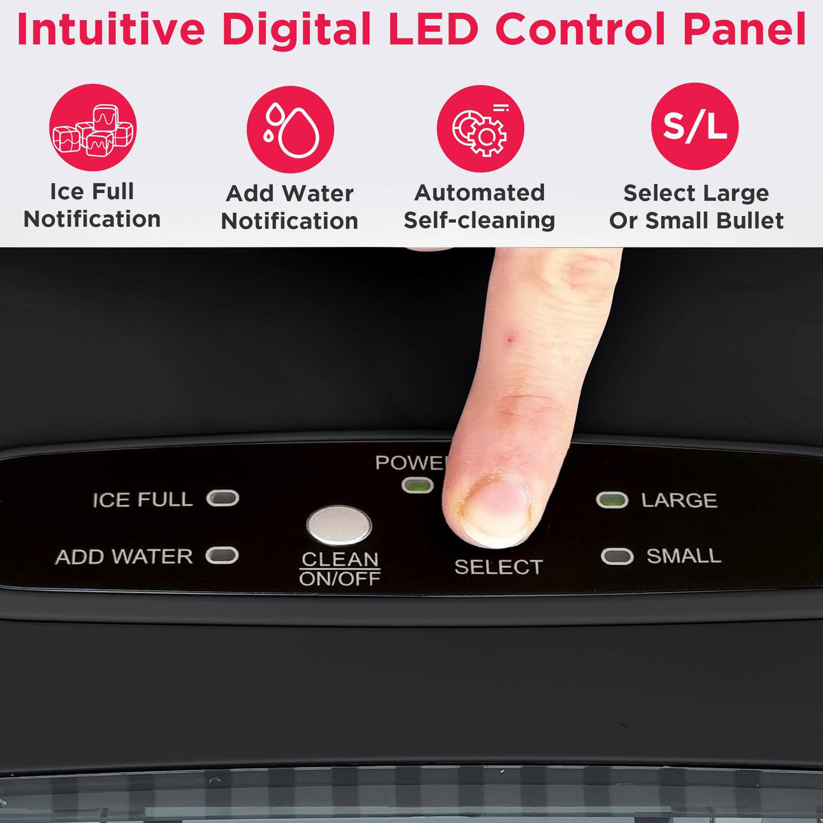 Portable 26 lb per Day Bullet Ice Maker Machine Black Stainless Steel F6451