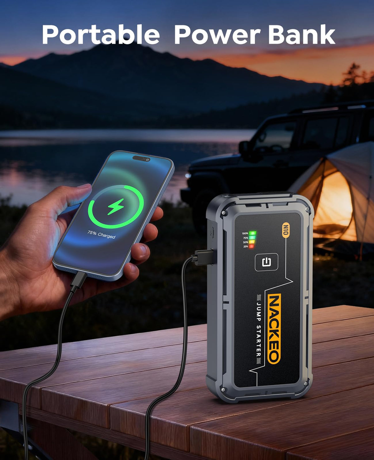 Portable Car Battery Jump Starter 5000A 12V C112035