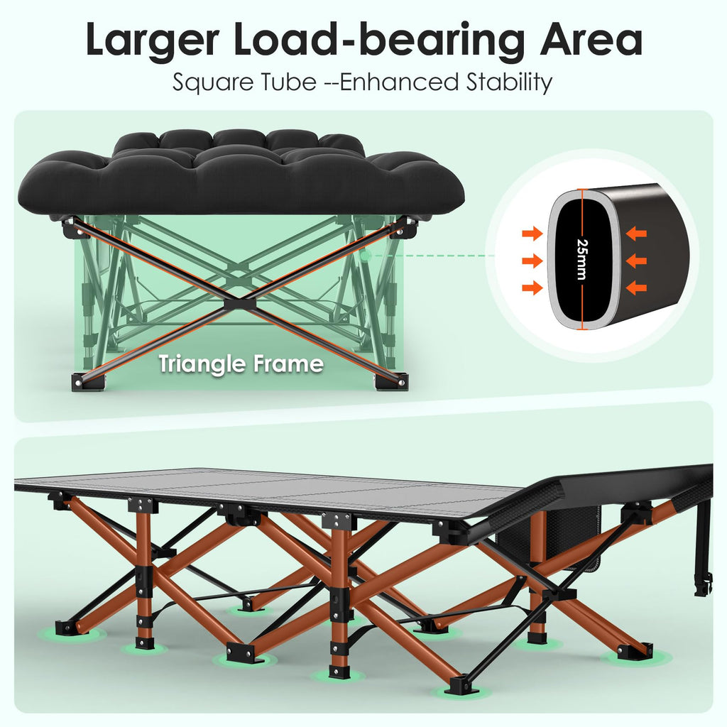 Folding Camp Cot with Cushion V585605