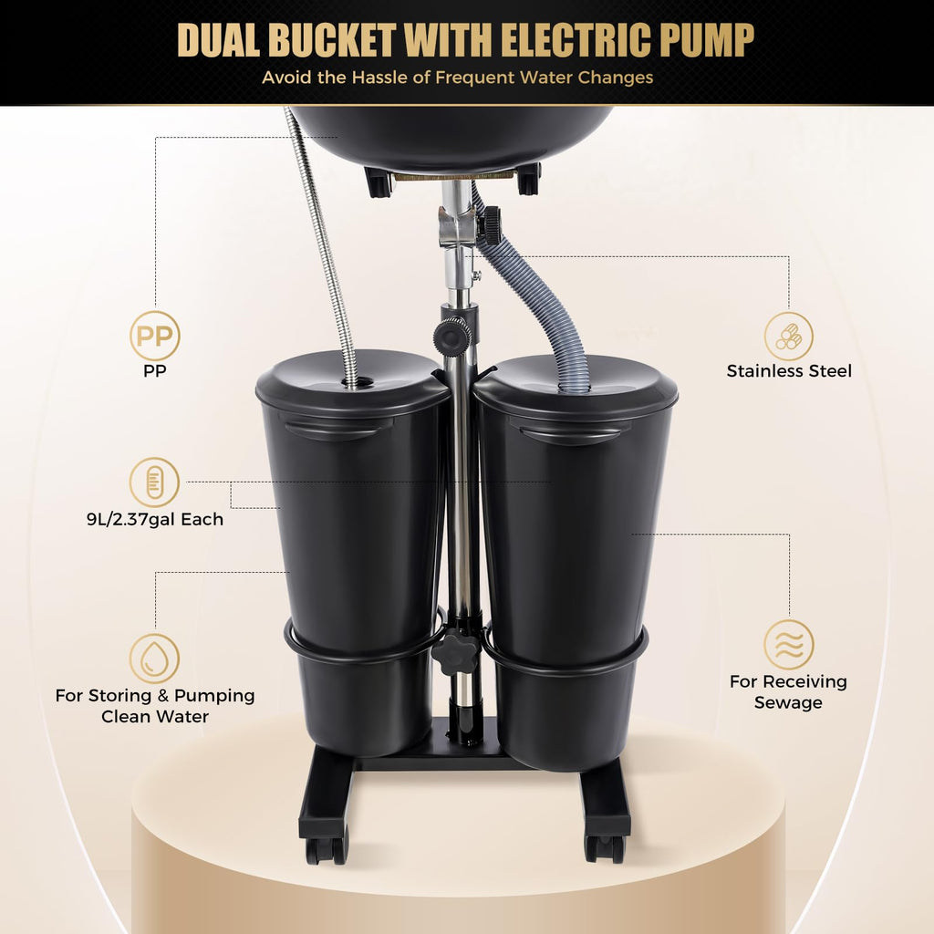 Electric Double Bucket Salon Sink Portable Shampoo Bowl X794493