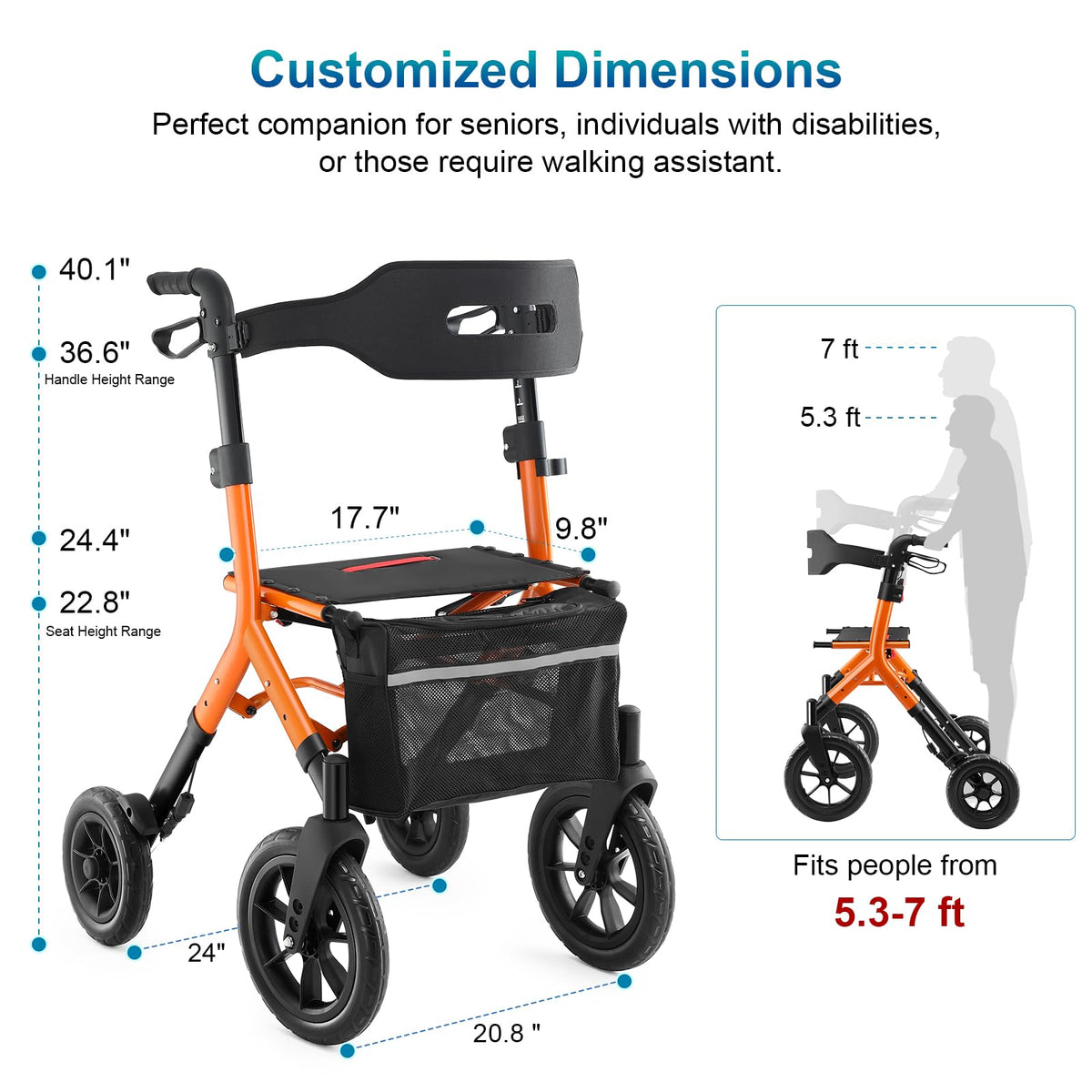 Tall Foldable Walker with Seat Q567