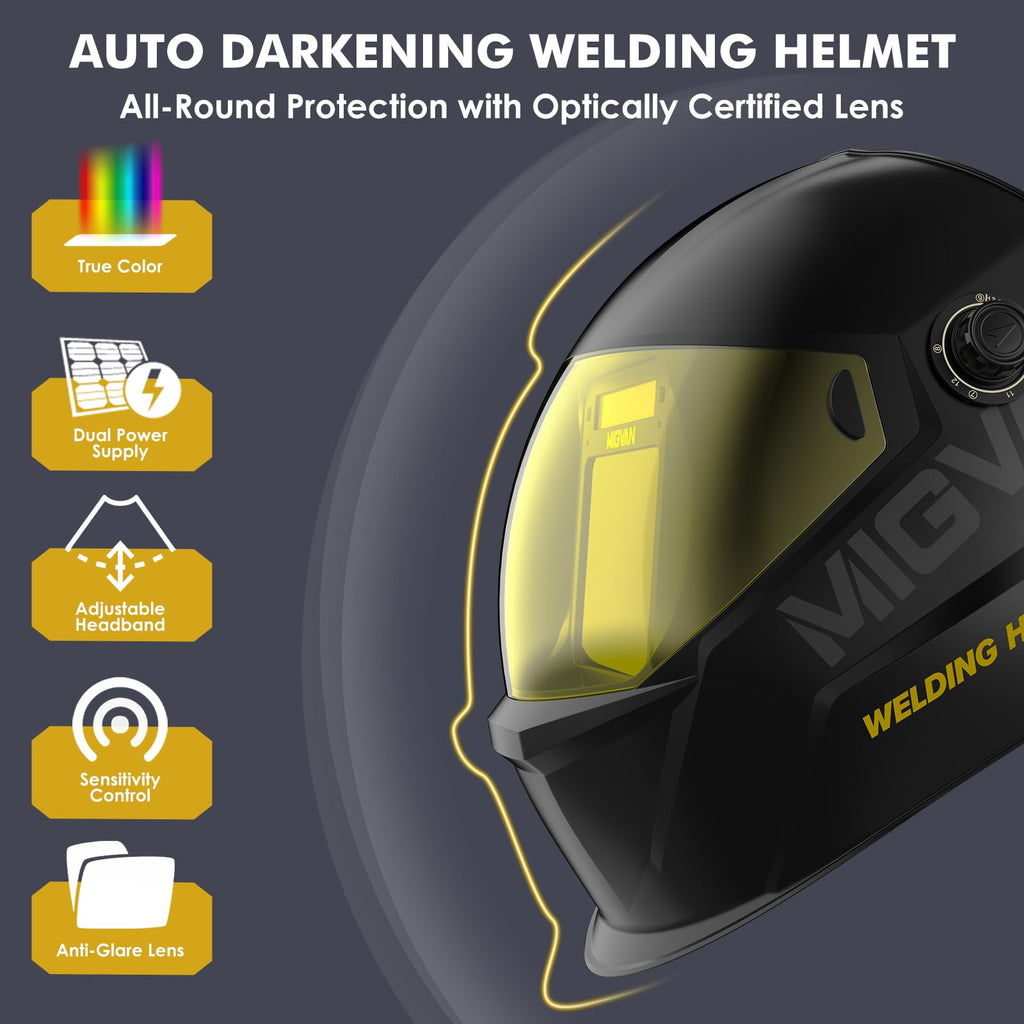 Auto Darkening Welding Helmet True Color Large Viewing Solar Wide Shade 4/5-13 A811