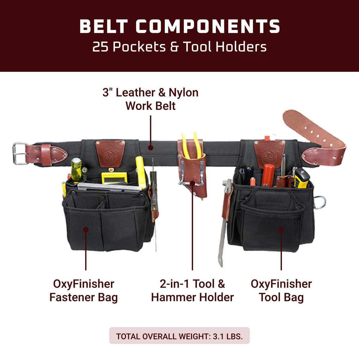 Leather Tool Belt Set with 25 Pockets N402402