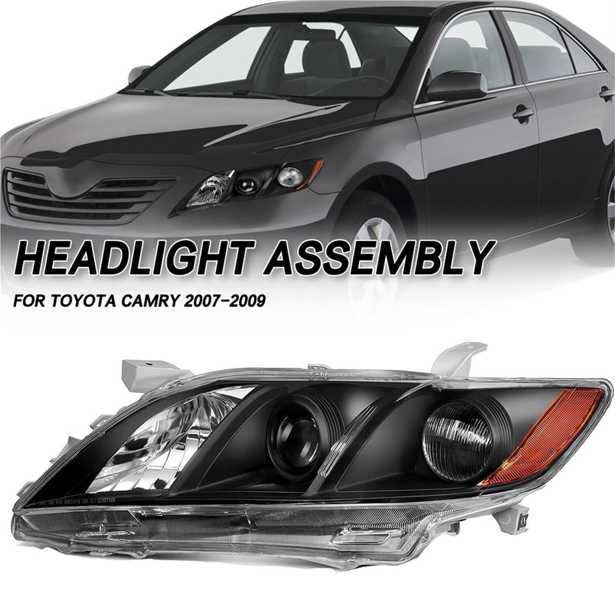 Toyota Camry Front Bumper Headlight Black Housing 1 Pair N115653