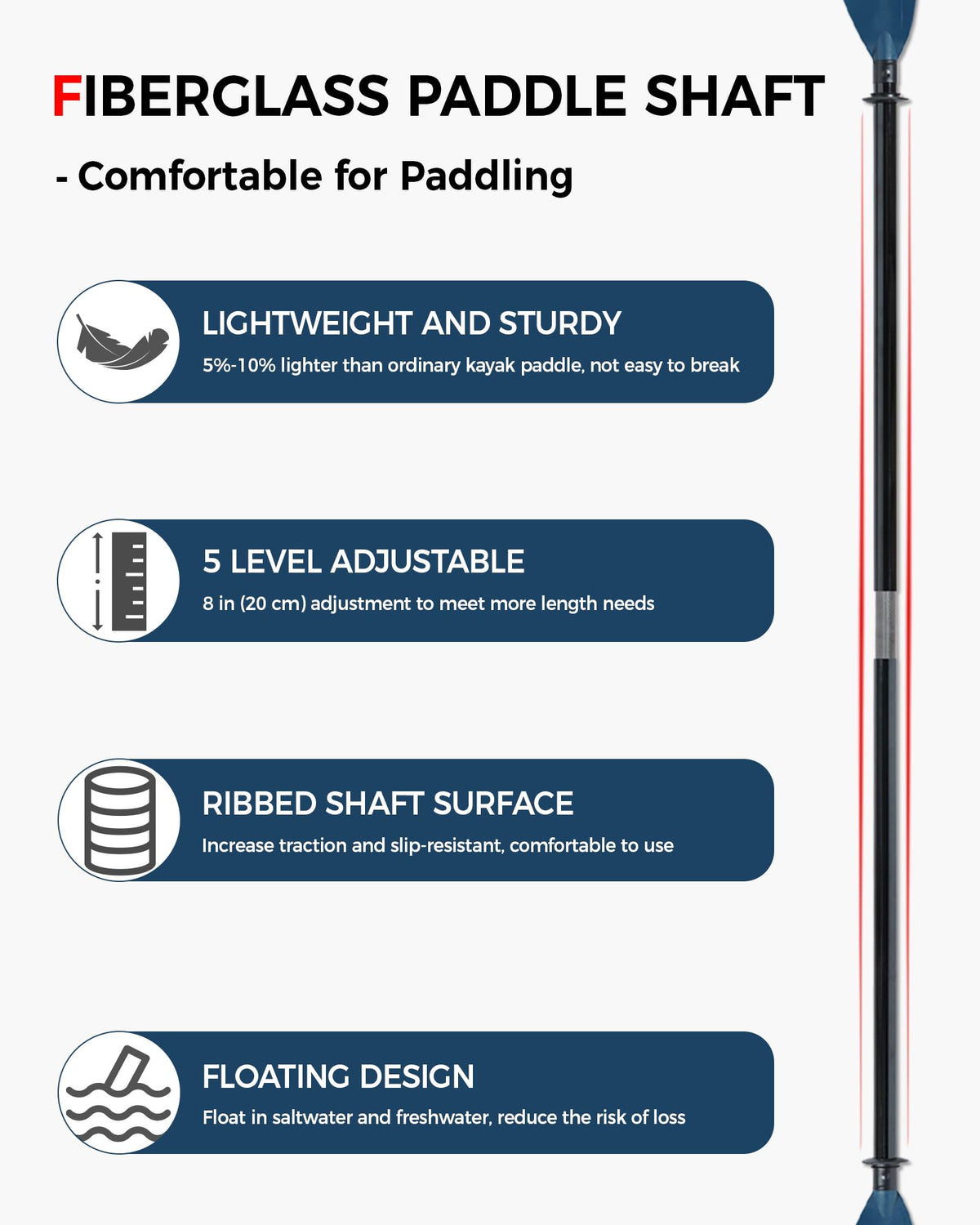 Adjustable Fiberglass Kayak Paddle L6587