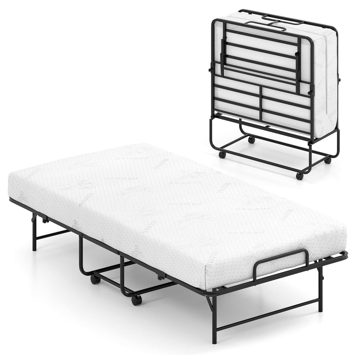 Twin Folding Bed with Memory Foam Mattress H157