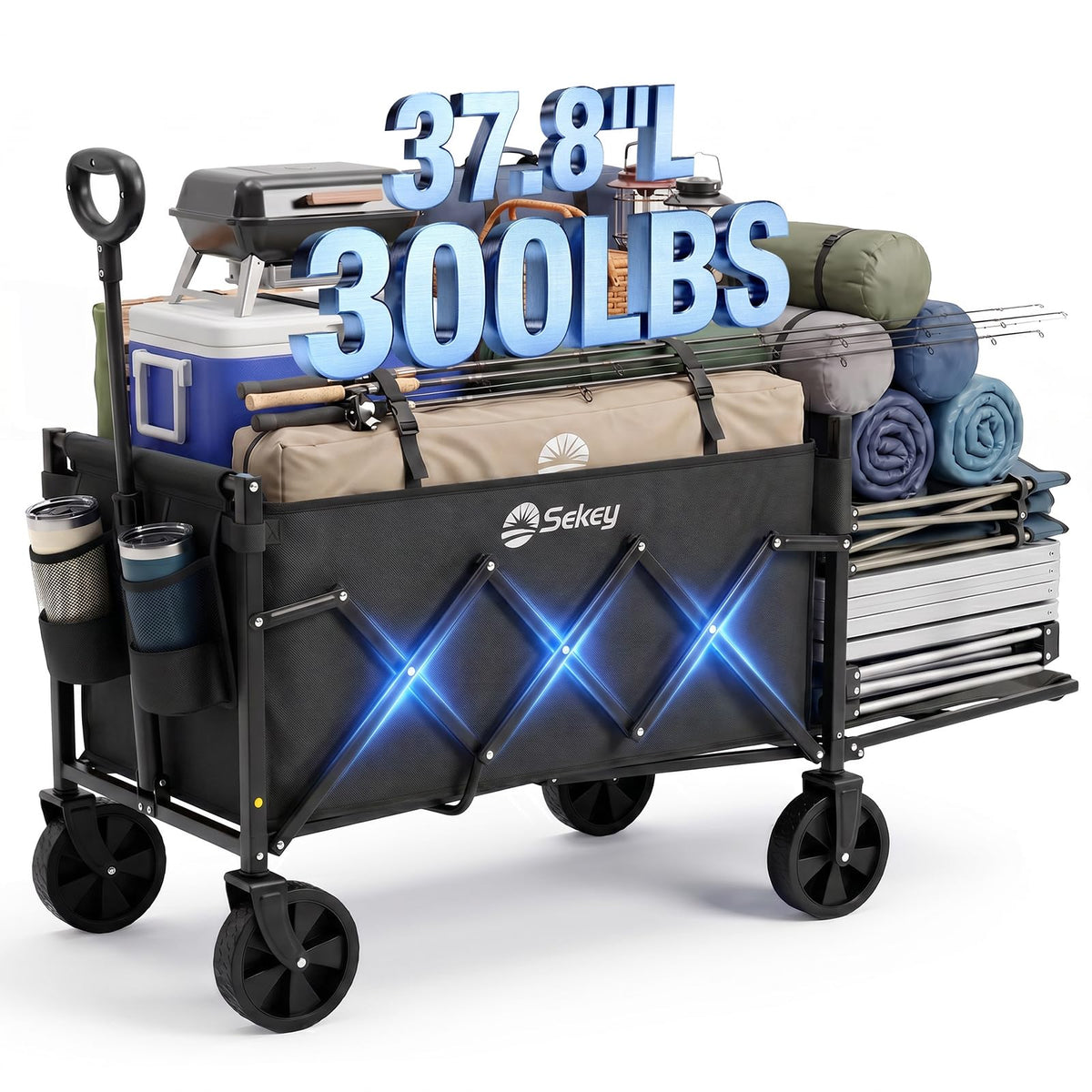 Collapsible Wagon with Tailgate, 300 lb Capacity Z653
