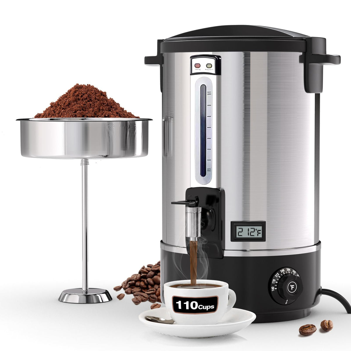 110-Cup Stainless Steel Commercial Coffee Urn I7559