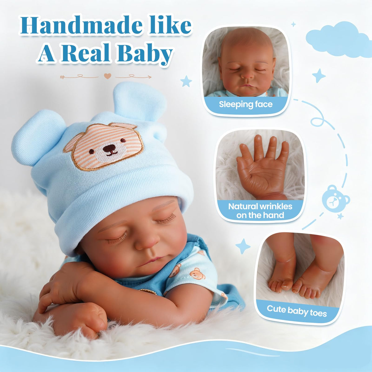 20 Inch Black Reborn Baby Dolls D8582