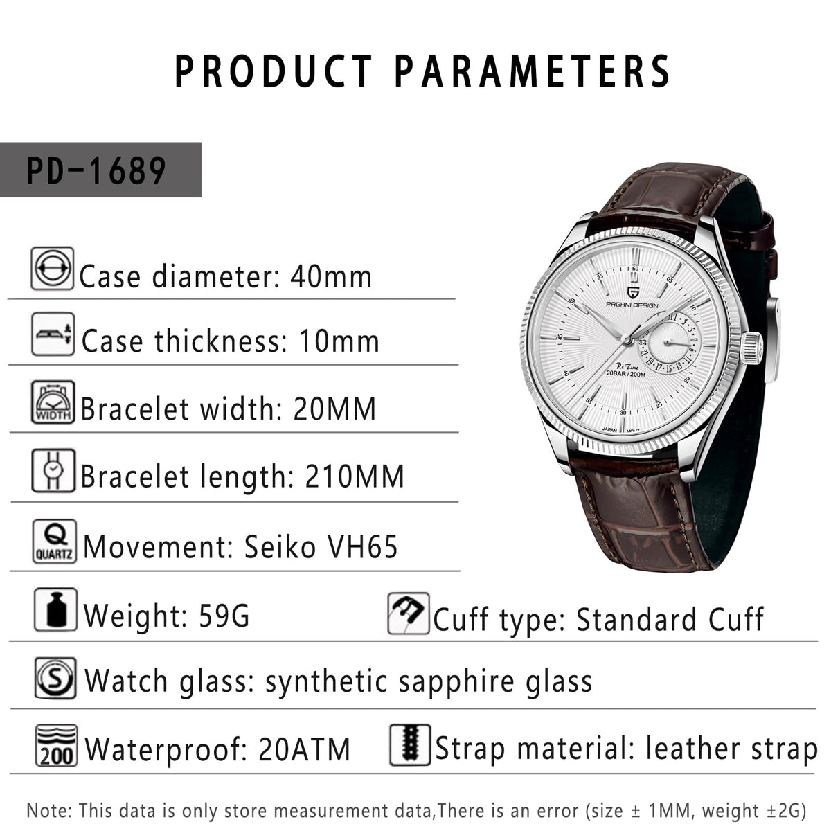 40mm Stainless Steel Quartz Wristwatch with Date Display Z77688