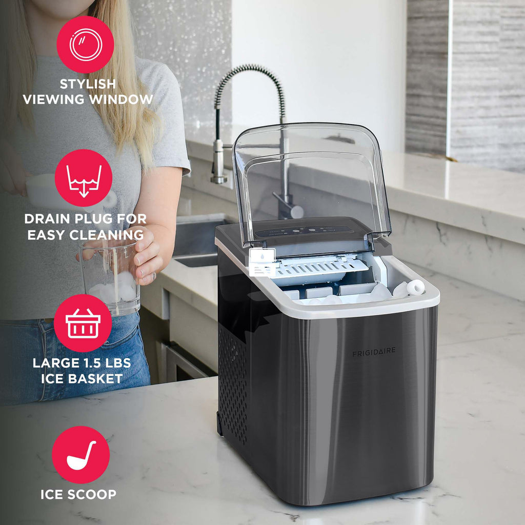 Portable 26 lb per Day Bullet Ice Maker Machine Black Stainless Steel F6451