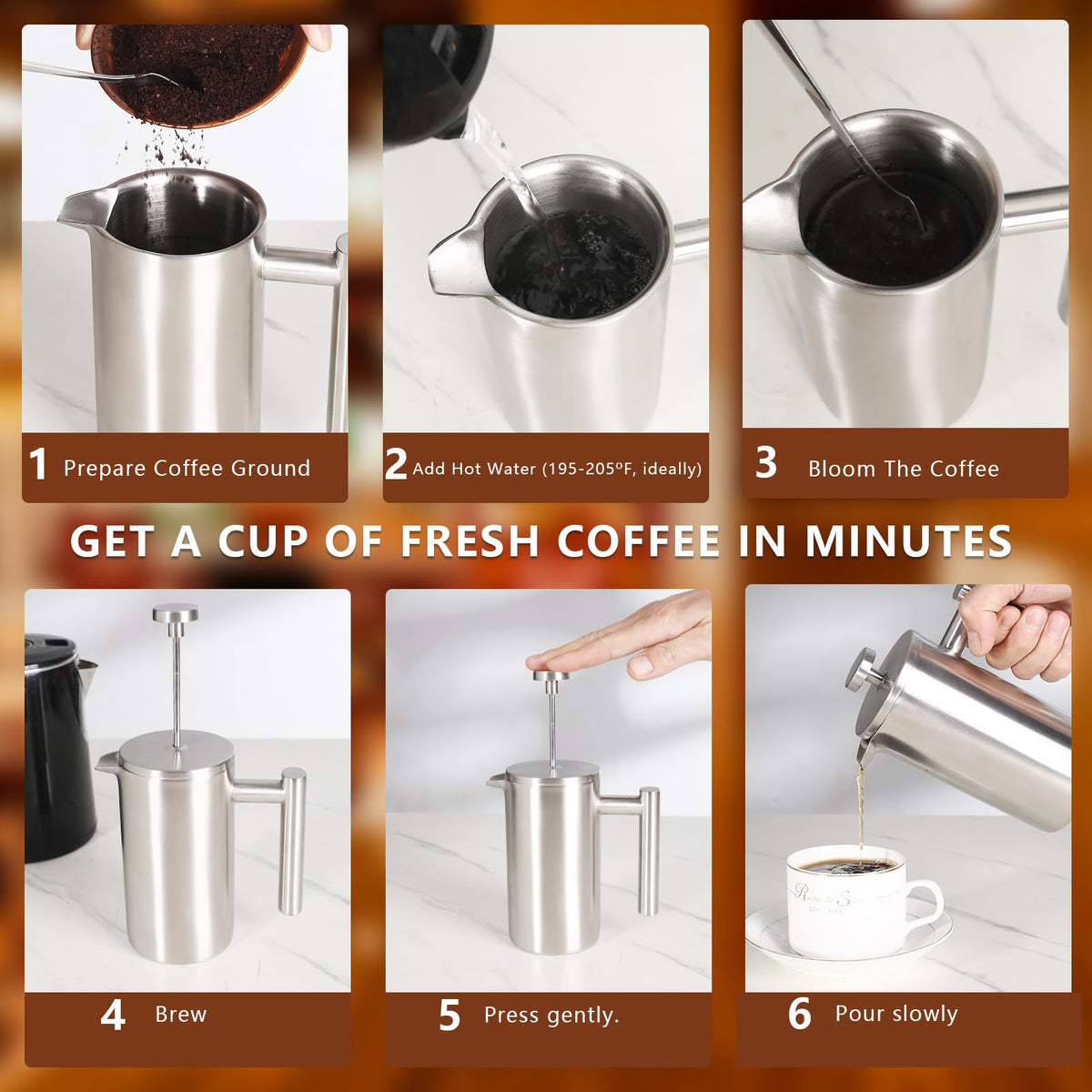 34 OZ Stainless Steel French Press U3882