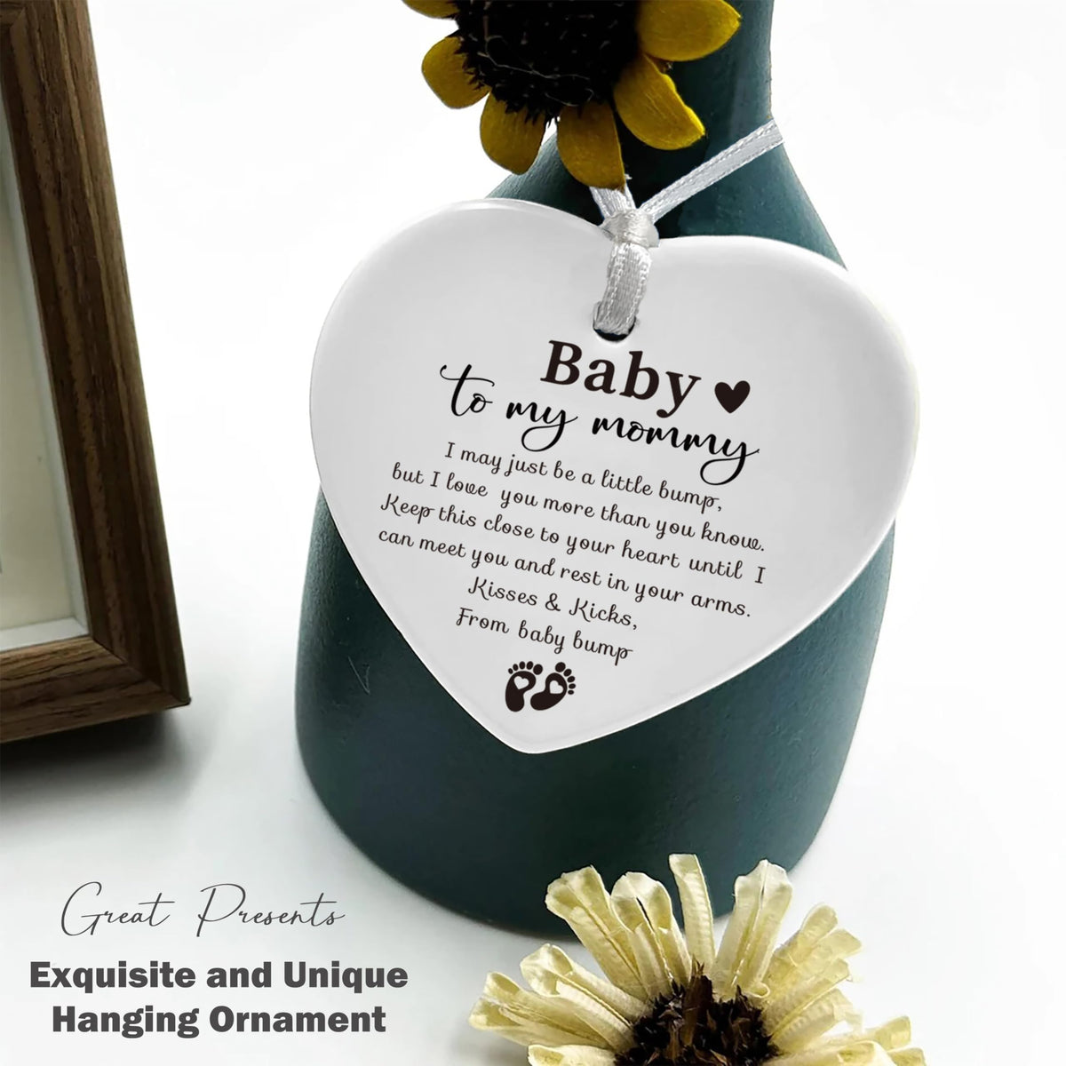 White Ceramic Heart Shaped Ornament S567448