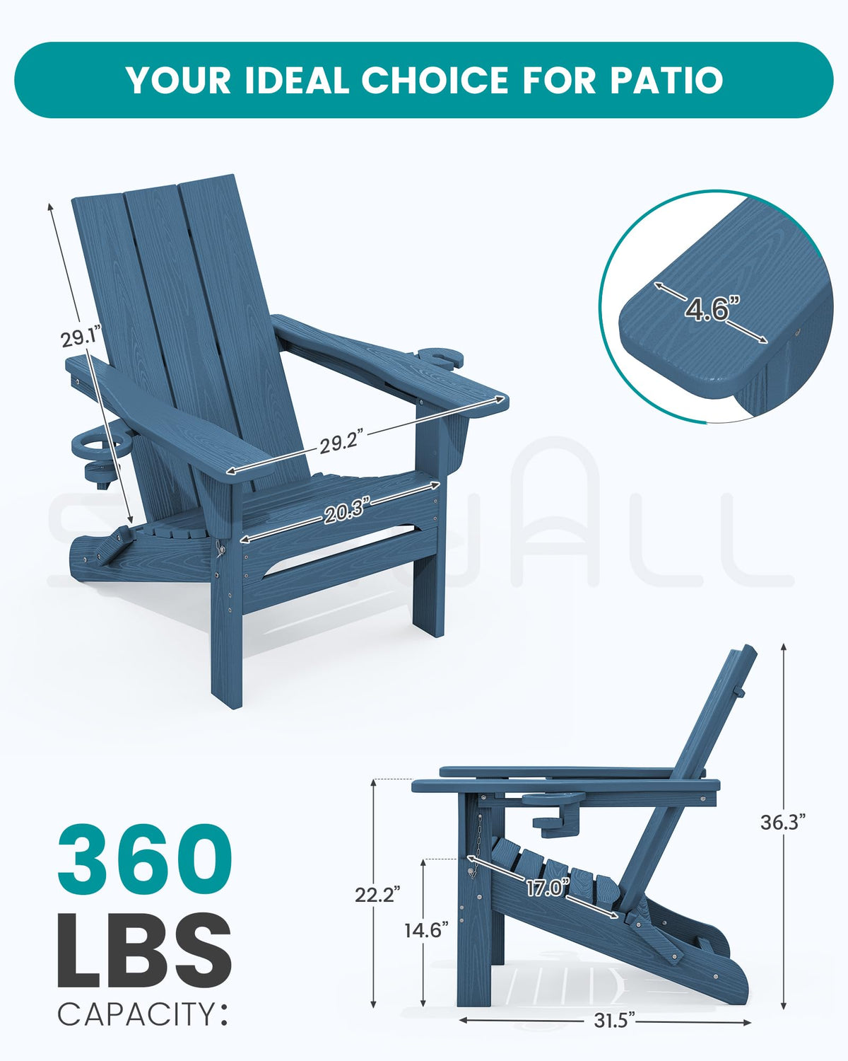 Blue Folding Adirondack Chairs Set of 6 Y126