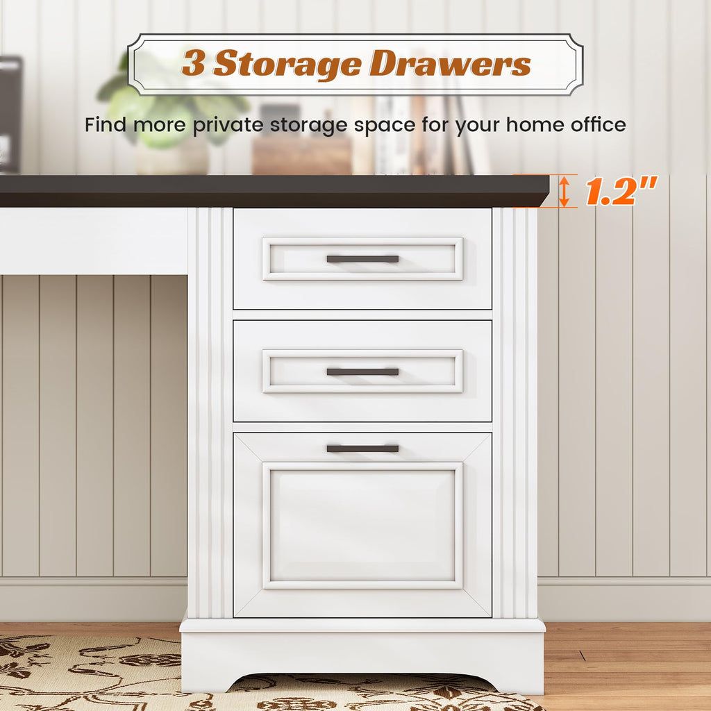 White Office Desk with 3 Drawers R49453