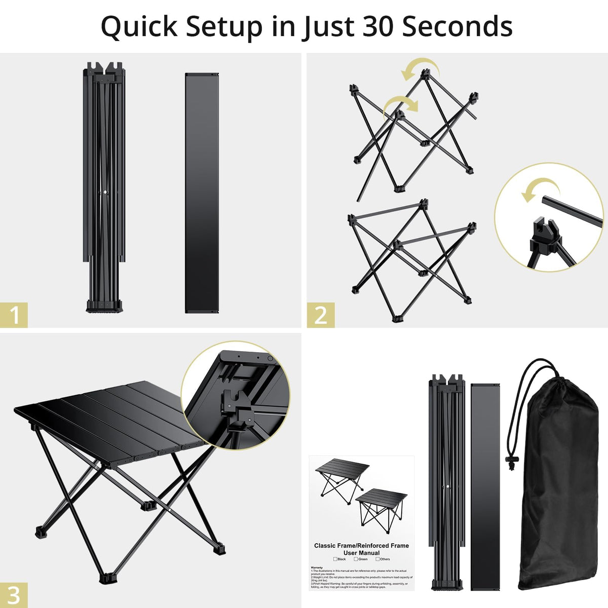 Small Folding Camping Table Aluminum Frame E999412